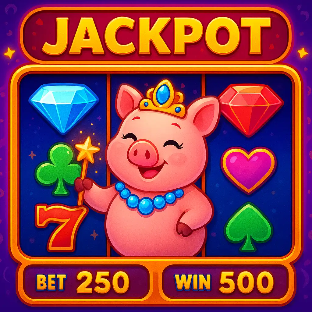 Screenshot of the Piggy Prizes Wand of Riches slot game reels